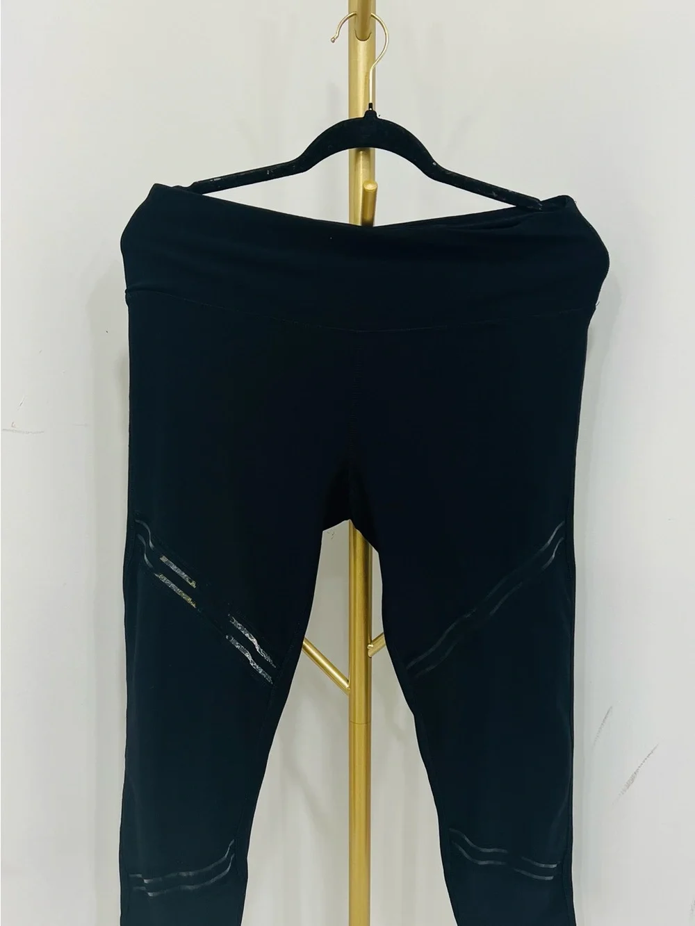 Girls' Black Capri Leggings with Breathable Mesh Accents